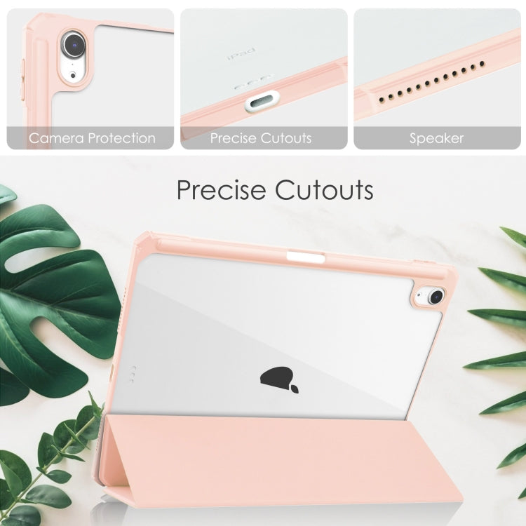 For iPad Air 11 2026 / 2025 / 2024 Pure Color 3-fold Clear TPU Smart Leather Tablet Case