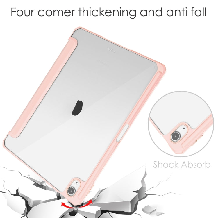 For iPad Air 11 2026 / 2025 / 2024 Pure Color 3-fold Clear TPU Smart Leather Tablet Case