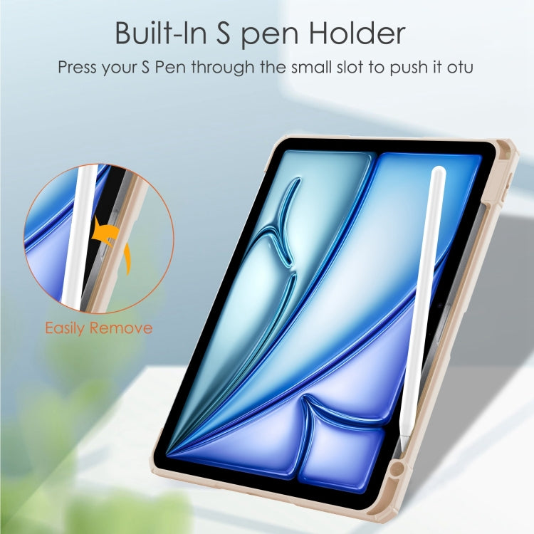 For iPad Air 11 2026 / 2025 / 2024 Pure Color 3-fold Clear TPU Smart Leather Tablet Case
