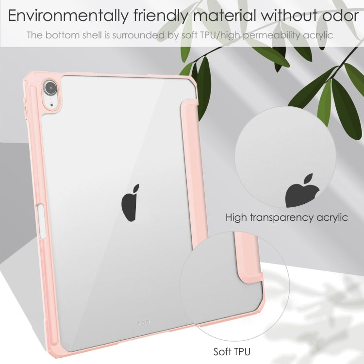 For iPad Air 11 2026 / 2025 / 2024 Pure Color 3-fold Clear TPU Smart Leather Tablet Case