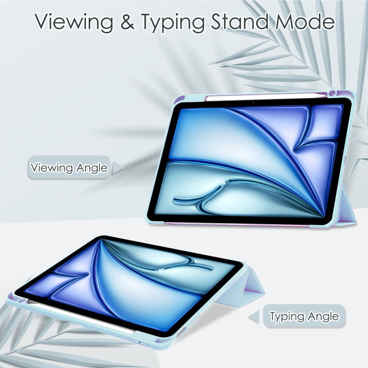 For iPad Air 11 2026 / 2025 / 2024 Pure Color 3-fold Clear TPU Smart Leather Tablet Case