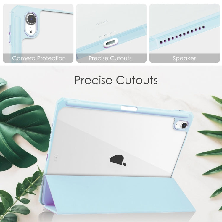 For iPad Air 11 2026 / 2025 / 2024 Pure Color 3-fold Clear TPU Smart Leather Tablet Case