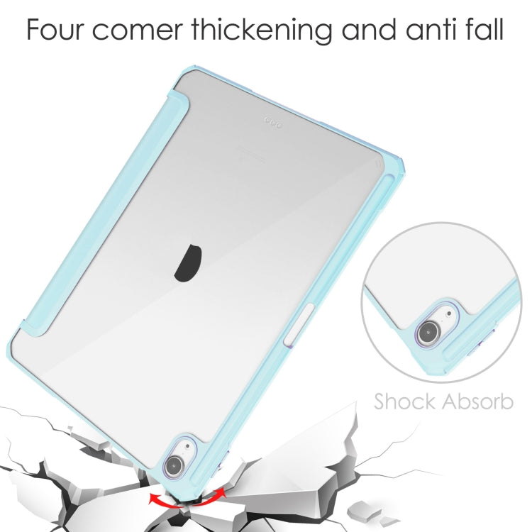 For iPad Air 11 2026 / 2025 / 2024 Pure Color 3-fold Clear TPU Smart Leather Tablet Case