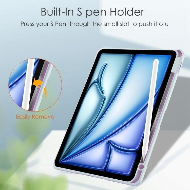 For iPad Air 11 2026 / 2025 / 2024 Pure Color 3-fold Clear TPU Smart Leather Tablet Case
