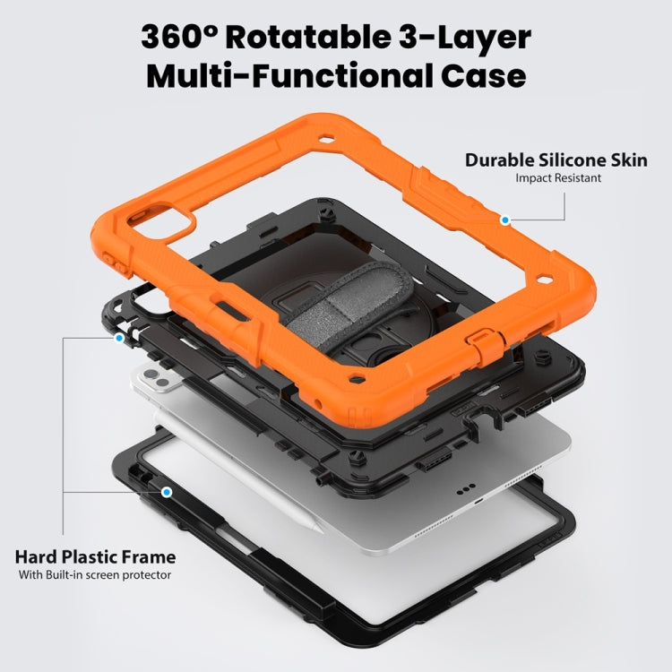 For iPad Pro 11 2025 / 2024 Lucky Wheel Grip Silicone Hybrid PC Tablet Case with Shoulder Strap
