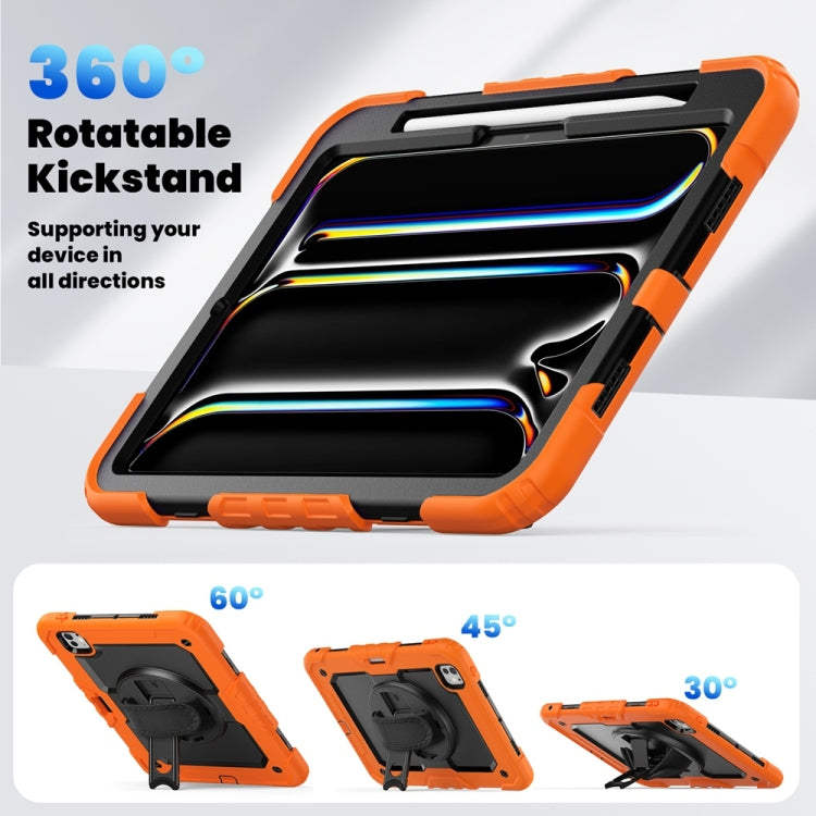 For iPad Pro 11 2025 / 2024 Lucky Wheel Grip Silicone Hybrid PC Tablet Case with Shoulder Strap