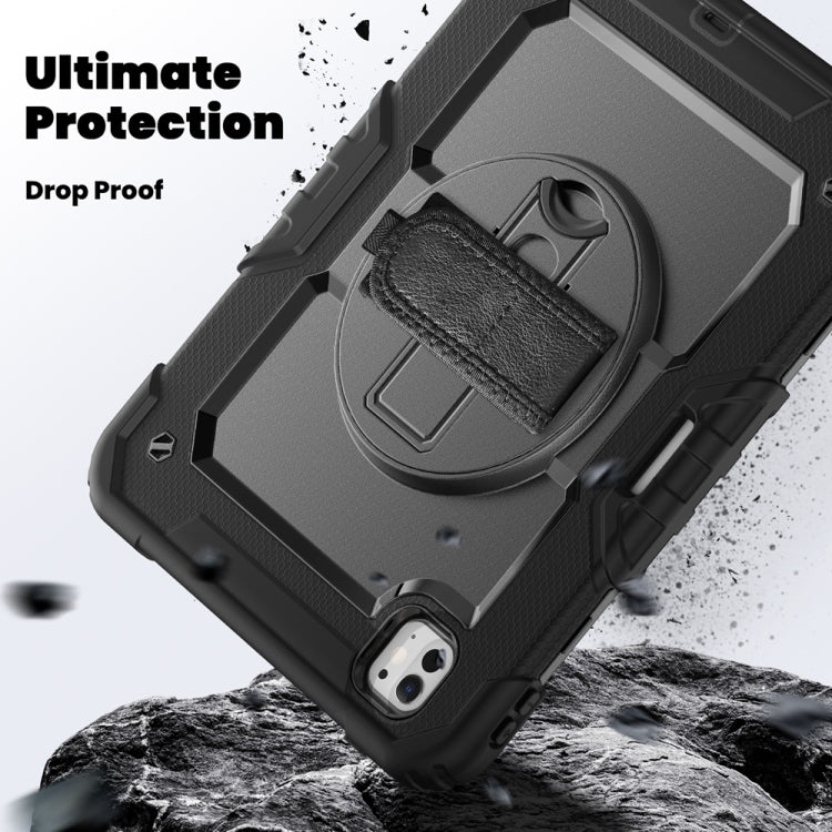For iPad Pro 11 2025 / 2024 Lucky Wheel Grip Silicone Hybrid PC Tablet Case with Shoulder Strap