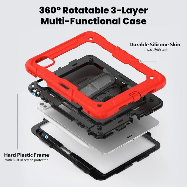 For iPad Pro 11 2025 / 2024 Lucky Wheel Grip Silicone Hybrid PC Tablet Case with Shoulder Strap