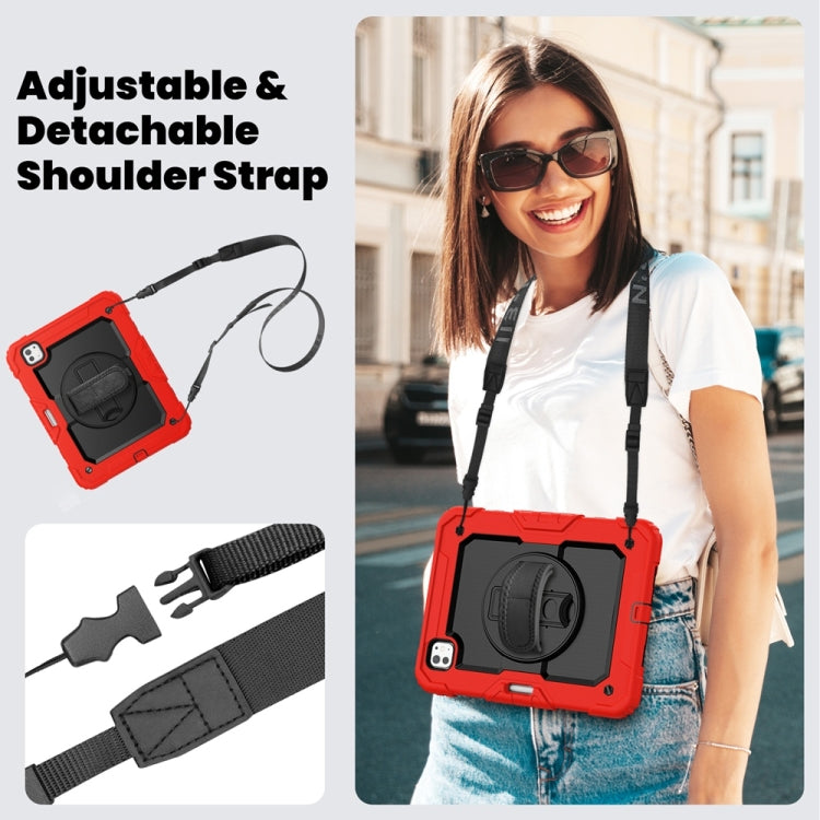 For iPad Pro 11 2025 / 2024 Lucky Wheel Grip Silicone Hybrid PC Tablet Case with Shoulder Strap