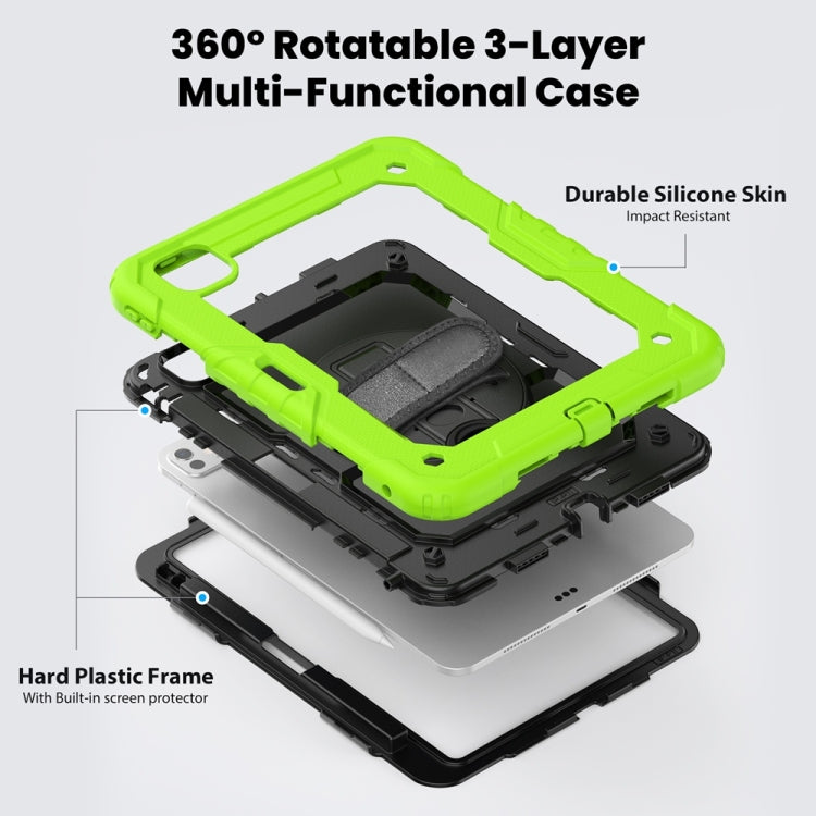 For iPad Pro 11 2025 / 2024 Lucky Wheel Grip Silicone Hybrid PC Tablet Case with Shoulder Strap