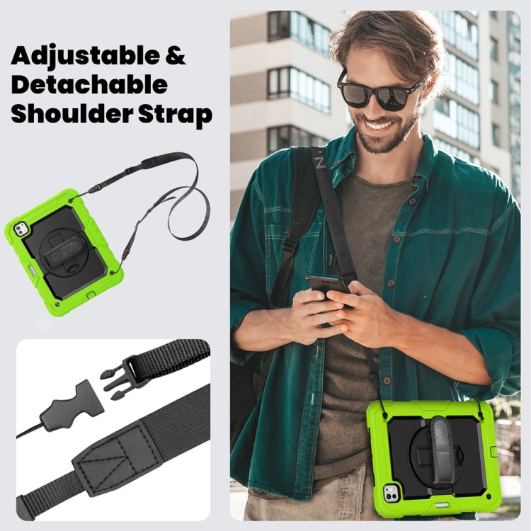 For iPad Pro 11 2025 / 2024 Lucky Wheel Grip Silicone Hybrid PC Tablet Case with Shoulder Strap