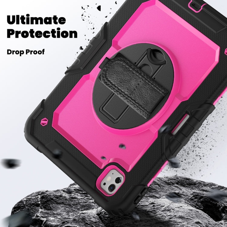 For iPad Pro 11 2025 / 2024 Lucky Wheel Grip Silicone Hybrid PC Tablet Case with Shoulder Strap