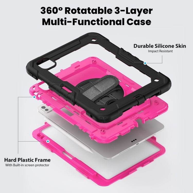 For iPad Pro 11 2025 / 2024 Lucky Wheel Grip Silicone Hybrid PC Tablet Case with Shoulder Strap