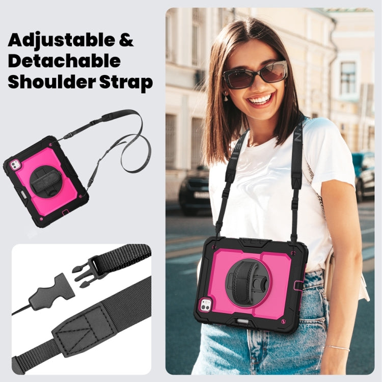 For iPad Pro 11 2025 / 2024 Lucky Wheel Grip Silicone Hybrid PC Tablet Case with Shoulder Strap