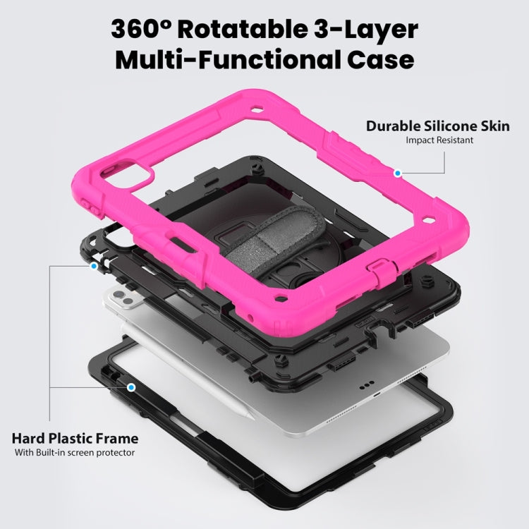 For iPad Pro 11 2025 / 2024 Lucky Wheel Grip Silicone Hybrid PC Tablet Case with Shoulder Strap