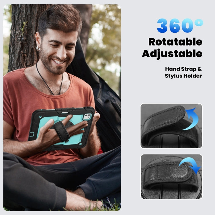 For iPad Pro 11 2025 / 2024 Lucky Wheel Grip Silicone Hybrid PC Tablet Case with Shoulder Strap