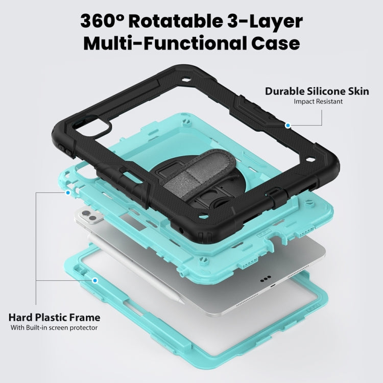 For iPad Pro 11 2025 / 2024 Lucky Wheel Grip Silicone Hybrid PC Tablet Case with Shoulder Strap