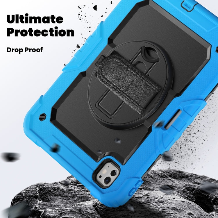 For iPad Pro 11 2025 / 2024 Lucky Wheel Grip Silicone Hybrid PC Tablet Case with Shoulder Strap