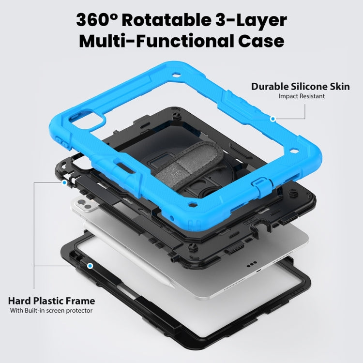 For iPad Pro 11 2025 / 2024 Lucky Wheel Grip Silicone Hybrid PC Tablet Case with Shoulder Strap