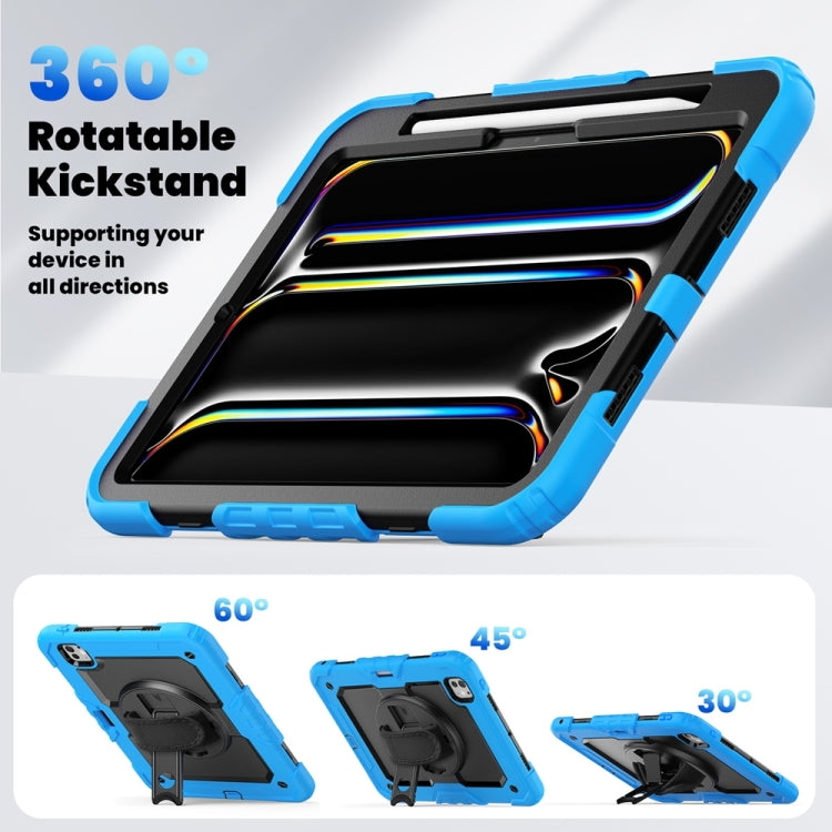 For iPad Pro 11 2025 / 2024 Lucky Wheel Grip Silicone Hybrid PC Tablet Case with Shoulder Strap