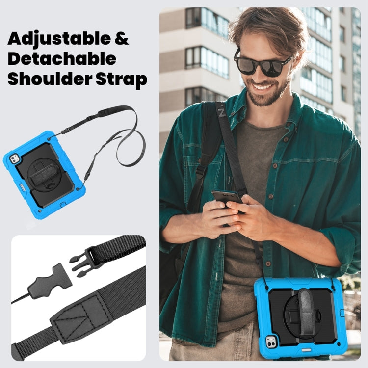 For iPad Pro 11 2025 / 2024 Lucky Wheel Grip Silicone Hybrid PC Tablet Case with Shoulder Strap