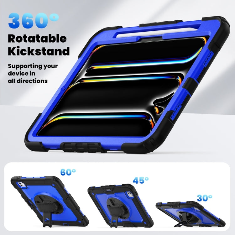 For iPad Pro 11 2025 / 2024 Lucky Wheel Grip Silicone Hybrid PC Tablet Case with Shoulder Strap