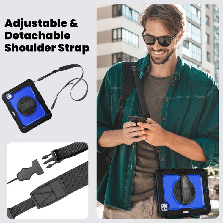 For iPad Pro 11 2025 / 2024 Lucky Wheel Grip Silicone Hybrid PC Tablet Case with Shoulder Strap