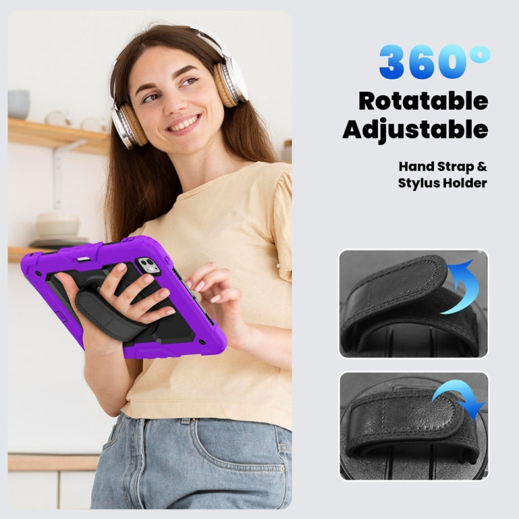 For iPad Pro 11 2025 / 2024 Lucky Wheel Grip Silicone Hybrid PC Tablet Case with Shoulder Strap