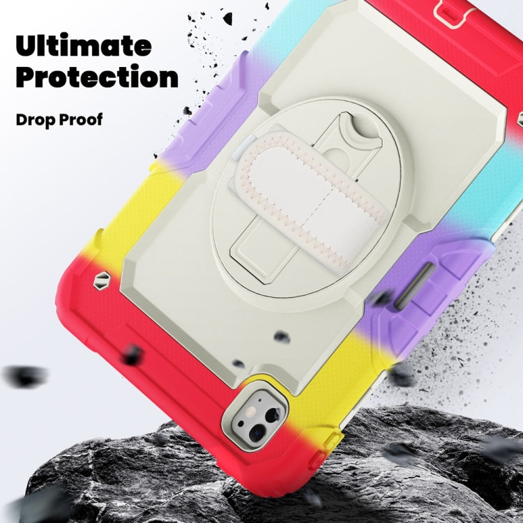 For iPad Pro 11 2025 / 2024 Lucky Wheel Grip Silicone Hybrid PC Tablet Case with Shoulder Strap