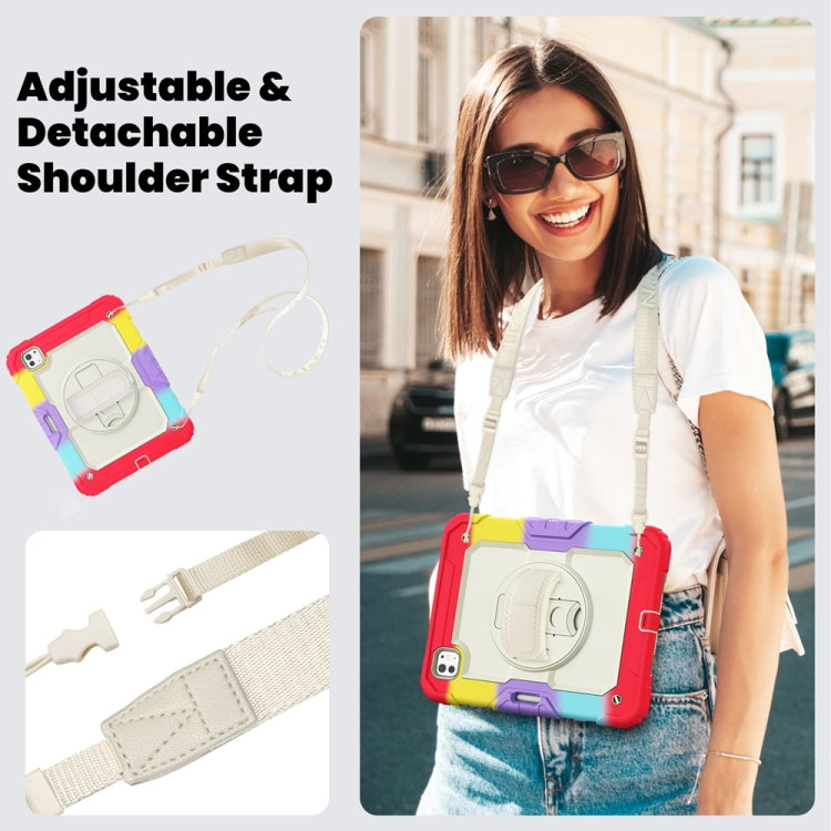 For iPad Pro 11 2025 / 2024 Lucky Wheel Grip Silicone Hybrid PC Tablet Case with Shoulder Strap