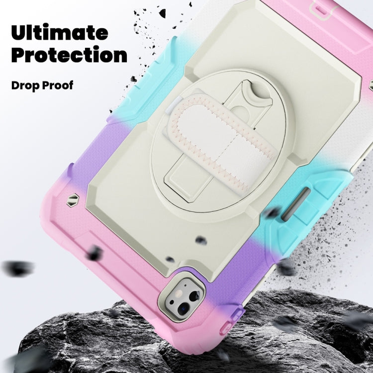 For iPad Pro 11 2025 / 2024 Lucky Wheel Grip Silicone Hybrid PC Tablet Case with Shoulder Strap