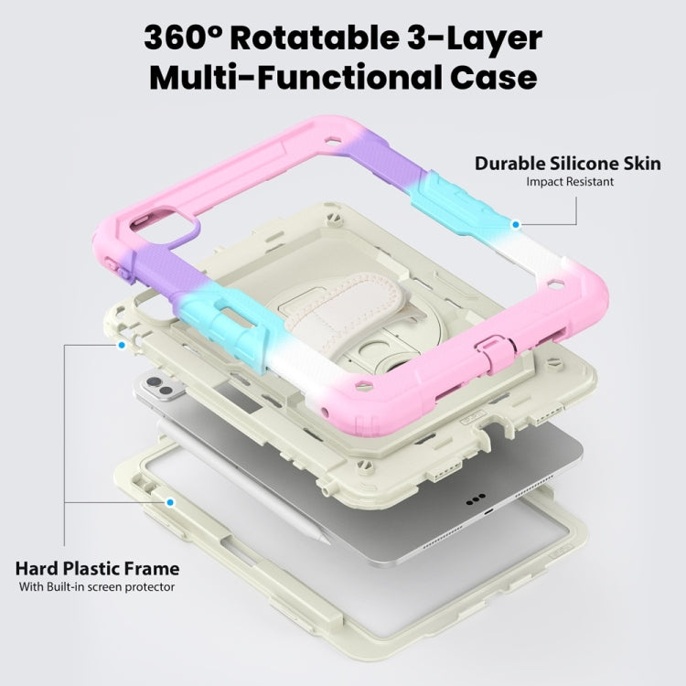 For iPad Pro 11 2025 / 2024 Lucky Wheel Grip Silicone Hybrid PC Tablet Case with Shoulder Strap