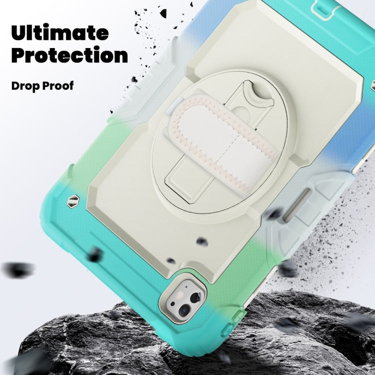 For iPad Pro 11 2025 / 2024 Lucky Wheel Grip Silicone Hybrid PC Tablet Case with Shoulder Strap