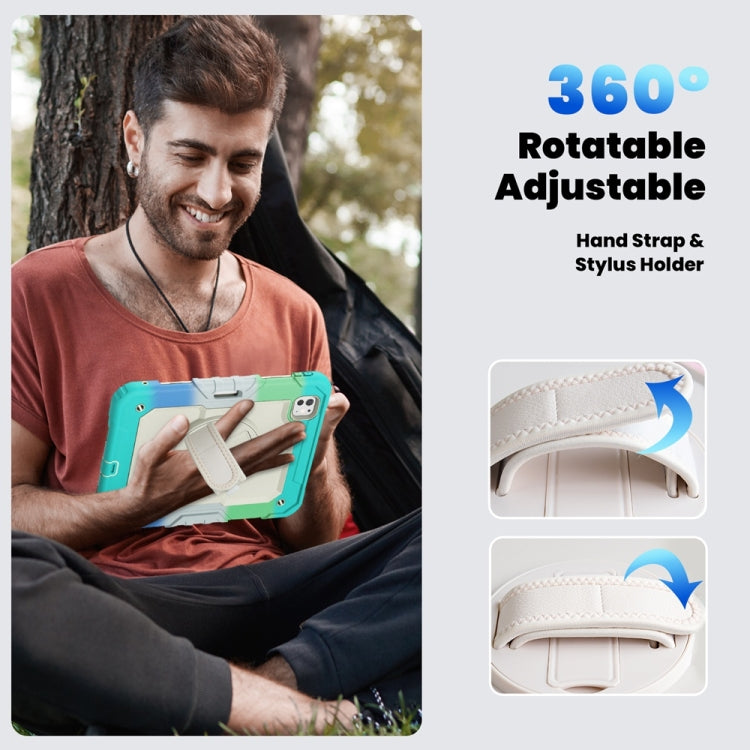 For iPad Pro 11 2025 / 2024 Lucky Wheel Grip Silicone Hybrid PC Tablet Case with Shoulder Strap