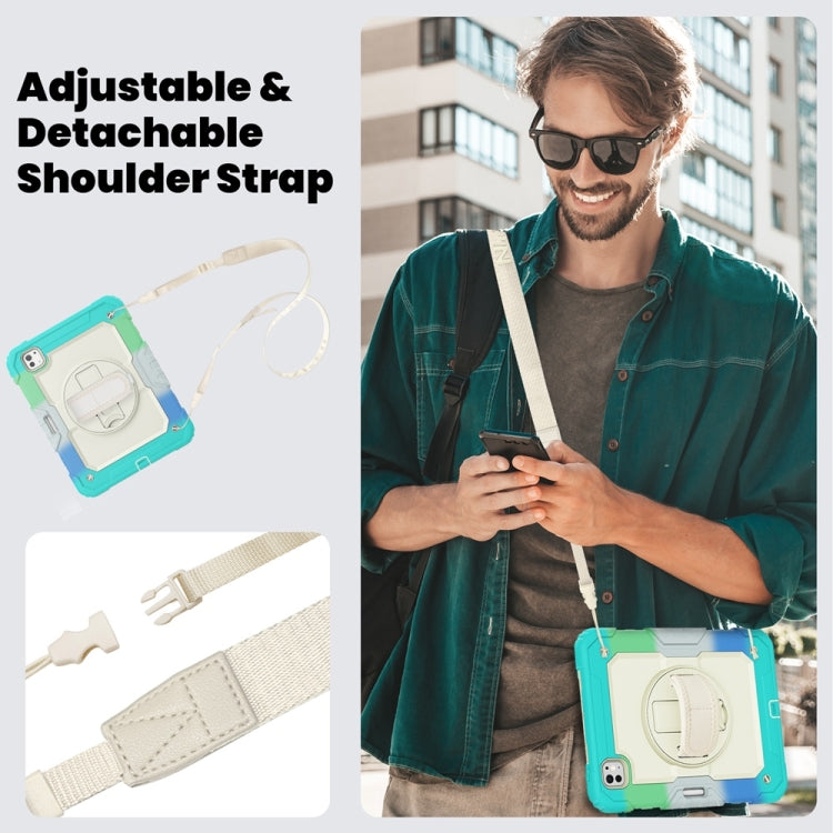 For iPad Pro 11 2025 / 2024 Lucky Wheel Grip Silicone Hybrid PC Tablet Case with Shoulder Strap