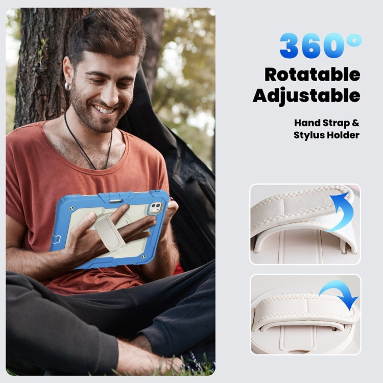 For iPad Pro 11 2025 / 2024 Lucky Wheel Grip Silicone Hybrid PC Tablet Case with Shoulder Strap