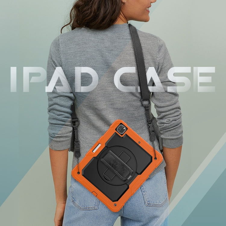 For iPad Pro 13 2025 / 2024 Lucky Wheel Grip Silicone Hybrid PC Tablet Case with Shoulder Strap