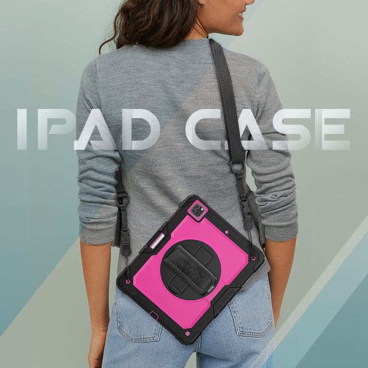 For iPad Pro 13 2025 / 2024 Lucky Wheel Grip Silicone Hybrid PC Tablet Case with Shoulder Strap