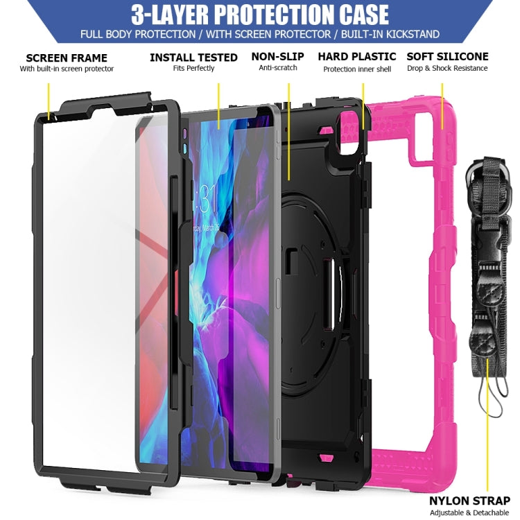 For iPad Pro 13 2025 / 2024 Lucky Wheel Grip Silicone Hybrid PC Tablet Case with Shoulder Strap
