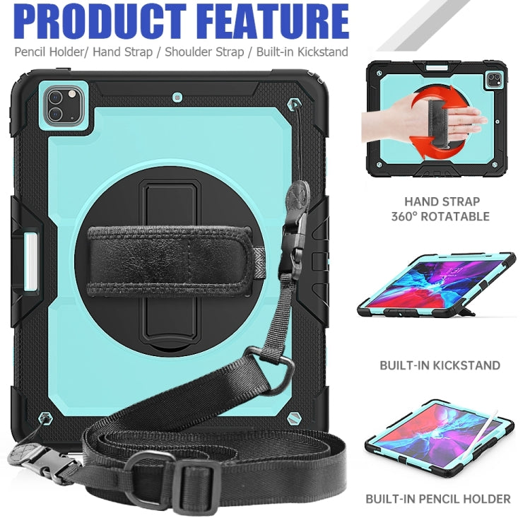 For iPad Pro 13 2025 / 2024 Lucky Wheel Grip Silicone Hybrid PC Tablet Case with Shoulder Strap