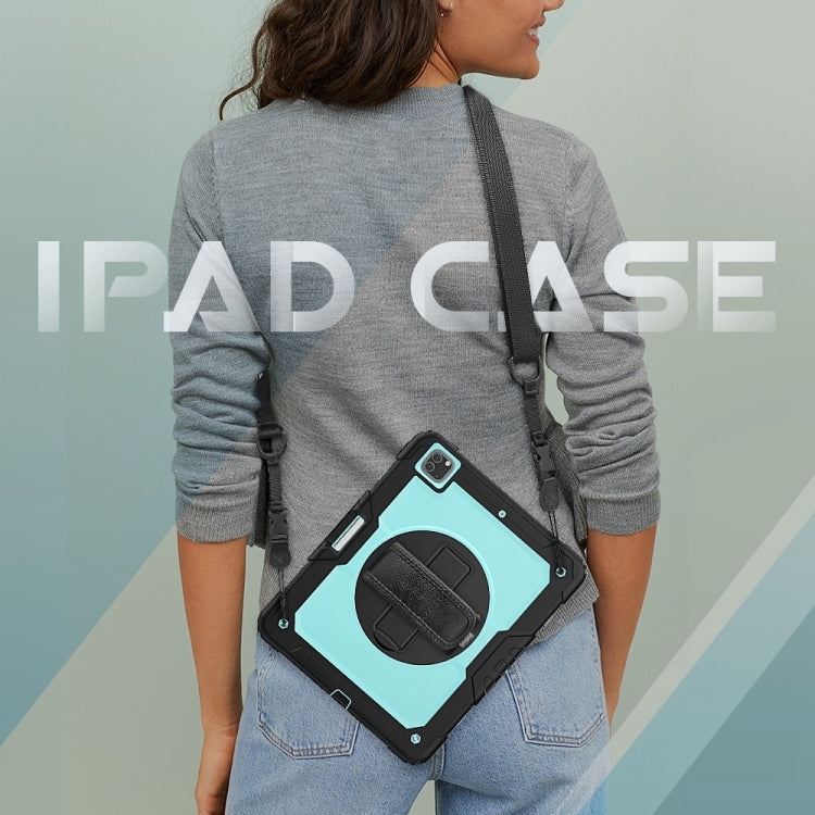 For iPad Pro 13 2025 / 2024 Lucky Wheel Grip Silicone Hybrid PC Tablet Case with Shoulder Strap