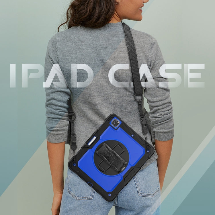 For iPad Pro 13 2025 / 2024 Lucky Wheel Grip Silicone Hybrid PC Tablet Case with Shoulder Strap