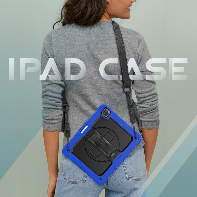 For iPad Pro 13 2025 / 2024 Lucky Wheel Grip Silicone Hybrid PC Tablet Case with Shoulder Strap