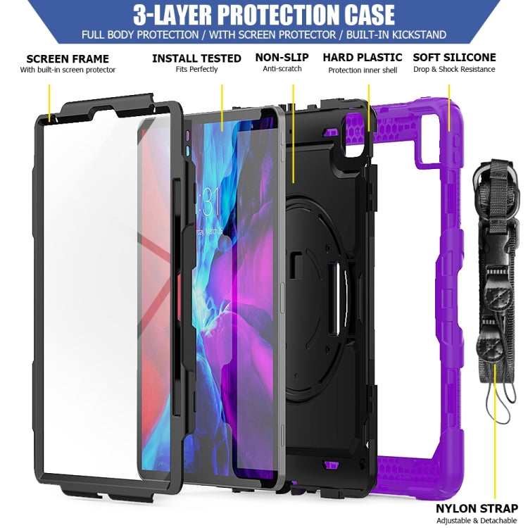 For iPad Pro 13 2025 / 2024 Lucky Wheel Grip Silicone Hybrid PC Tablet Case with Shoulder Strap