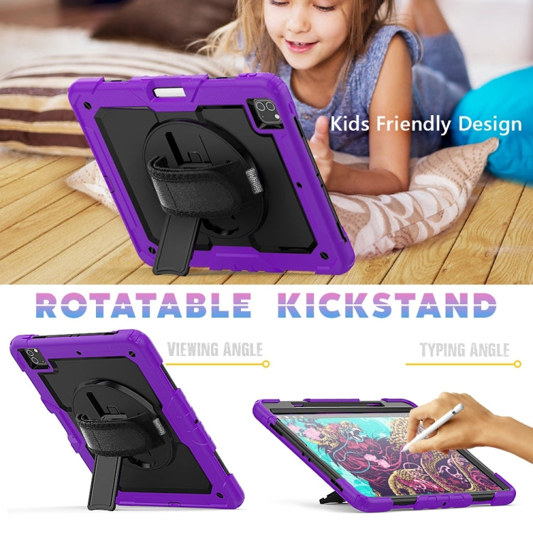 For iPad Pro 13 2025 / 2024 Lucky Wheel Grip Silicone Hybrid PC Tablet Case with Shoulder Strap