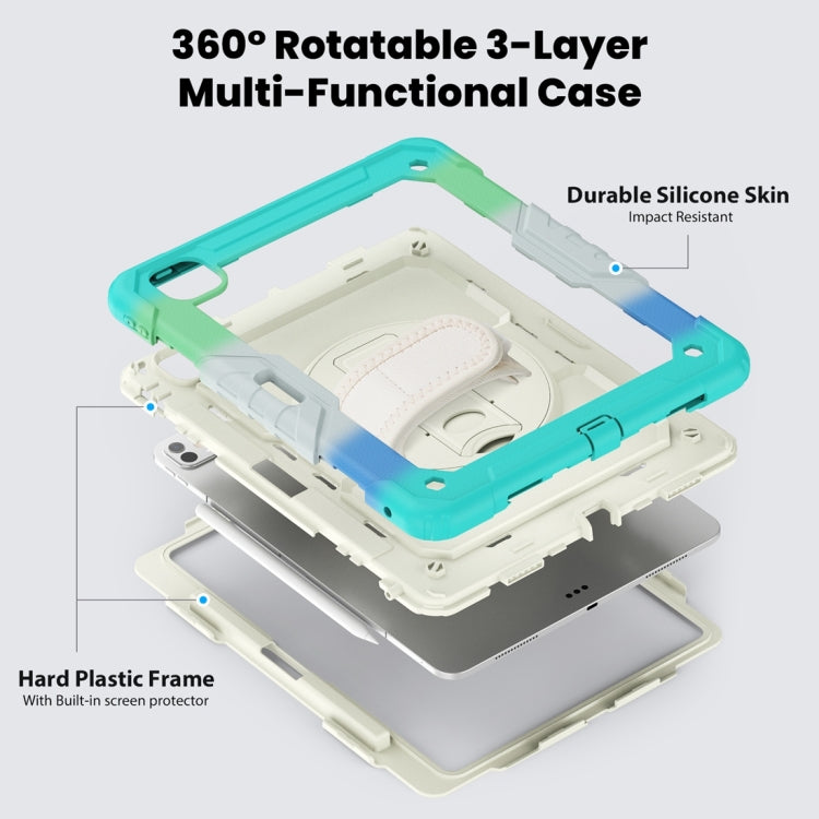 For iPad Pro 13 2025 / 2024 Lucky Wheel Grip Silicone Hybrid PC Tablet Case with Shoulder Strap