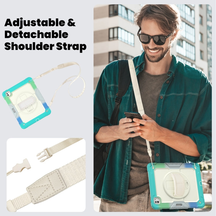 For iPad Pro 13 2025 / 2024 Lucky Wheel Grip Silicone Hybrid PC Tablet Case with Shoulder Strap