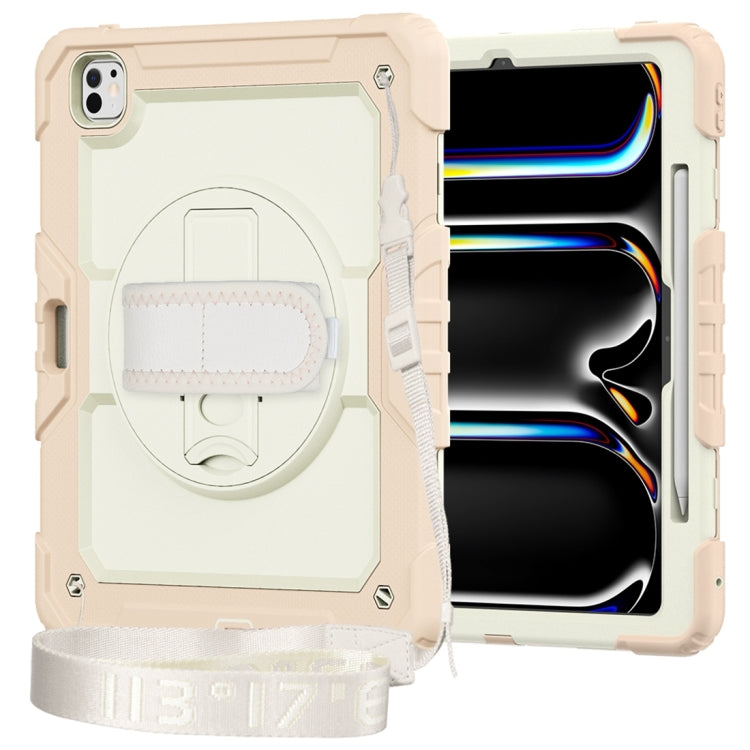 For iPad Pro 13 2025 / 2024 Lucky Wheel Grip Silicone Hybrid PC Tablet Case with Shoulder Strap