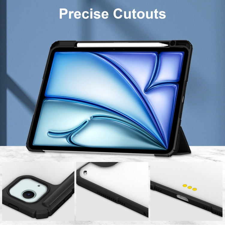 For iPad Air 13 2026 / 2025 / 2024 Pure Color 3-fold Clear TPU Smart Leather Tablet Case