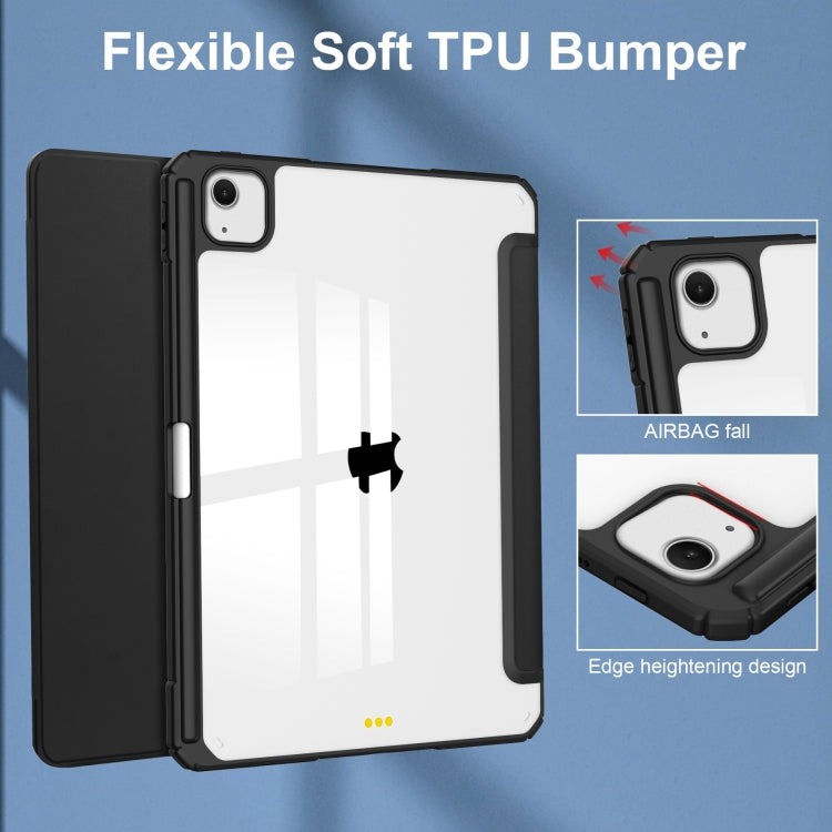 For iPad Air 13 2026 / 2025 / 2024 Pure Color 3-fold Clear TPU Smart Leather Tablet Case